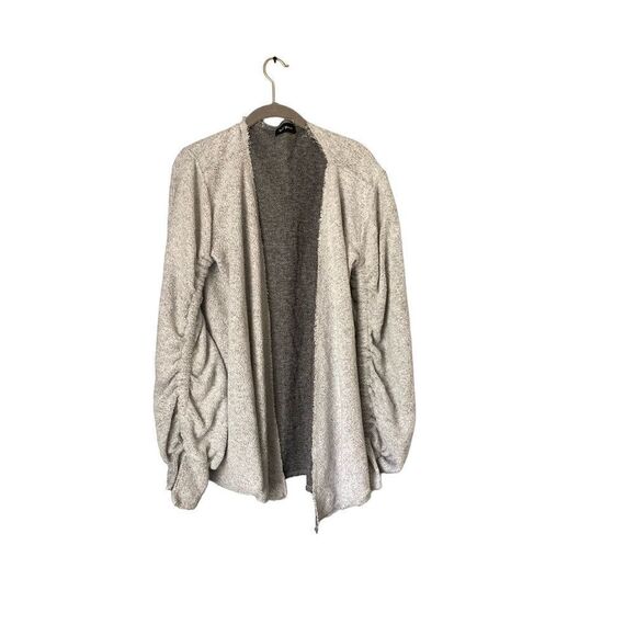 Hazel boutique women’s knit ruched sleeve open front cardigan size large - Picture 4 of 7